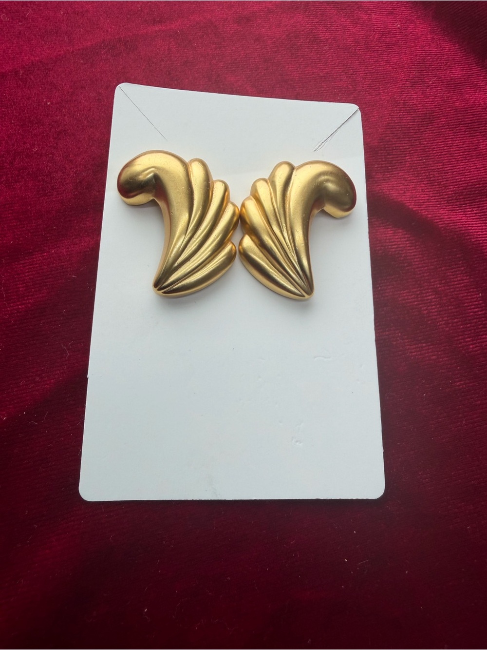Vintage Gold tone Wing Pierced Earrings